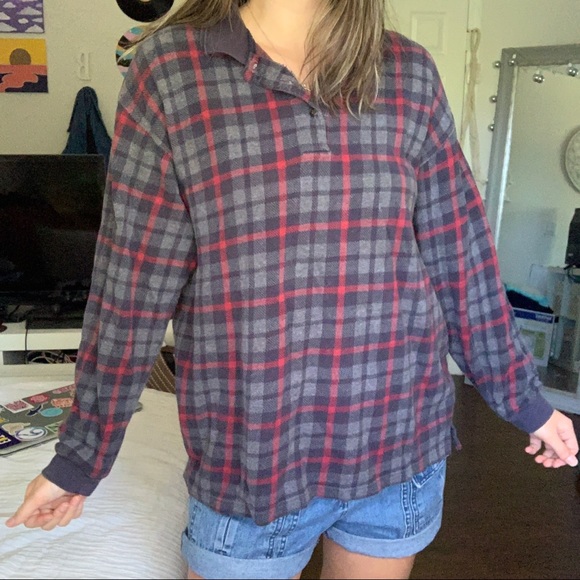Vintage 80s/90s Club Room Long sleeve plaid polo - Picture 4 of 6